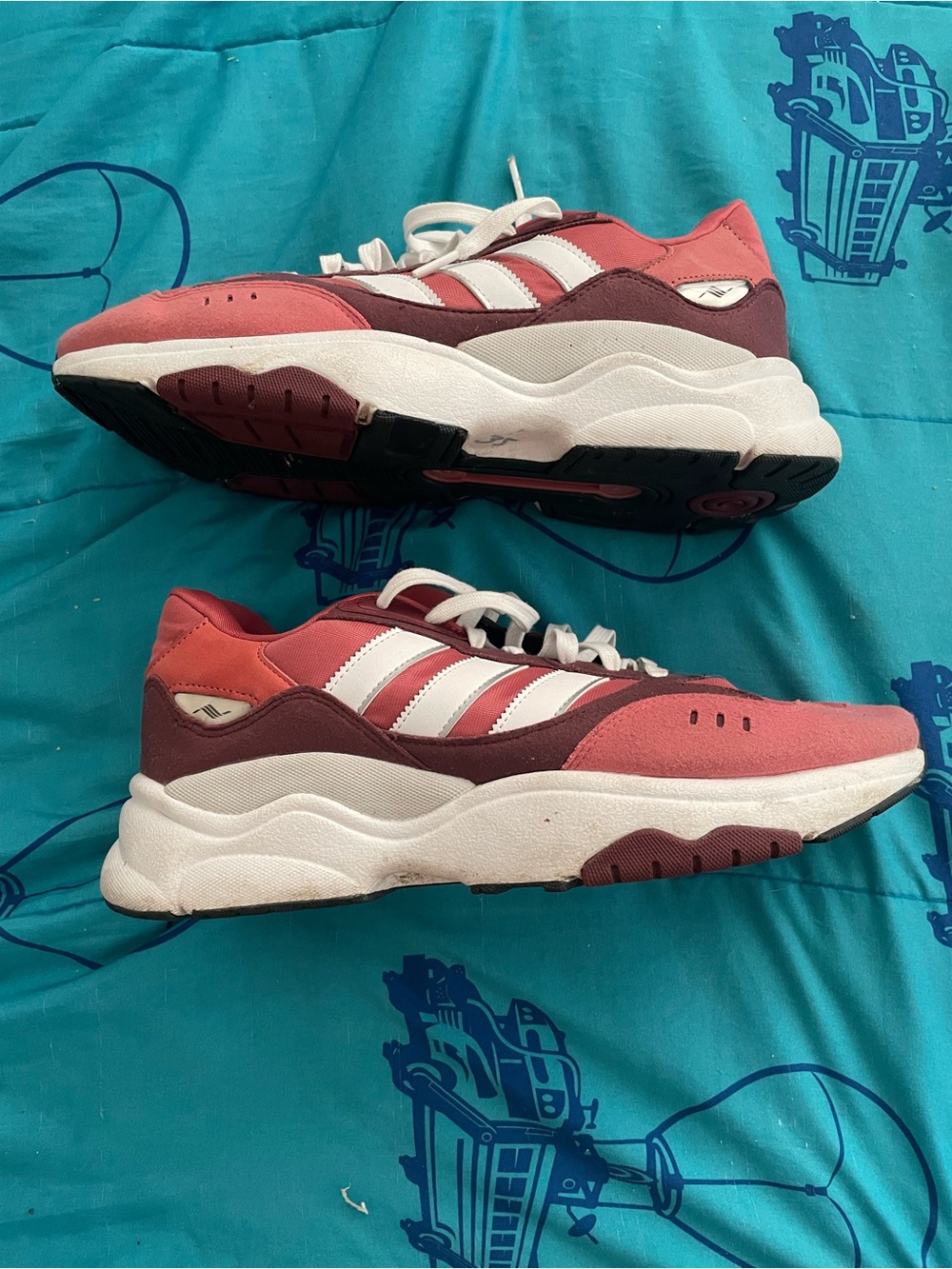 adidas Pink and Burgundy Chunky Runner Sneakers